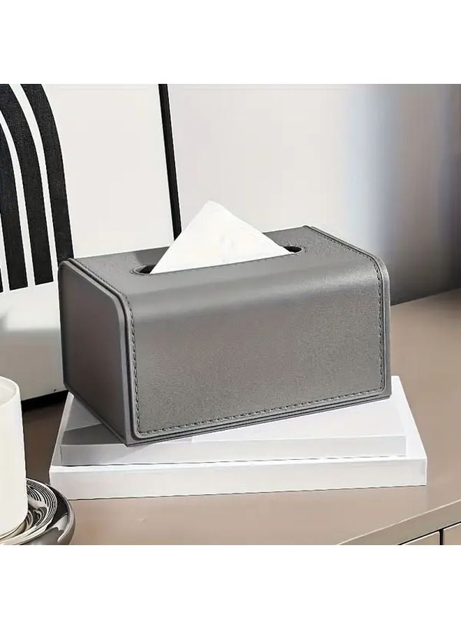 حامل صندوق المناديل الرمادي 2 قطعة تصميم مفتوح من الأعلى منظف يوفر المساحة للمطبخ الحمام المكتب غرفة المعيشة - Image 5